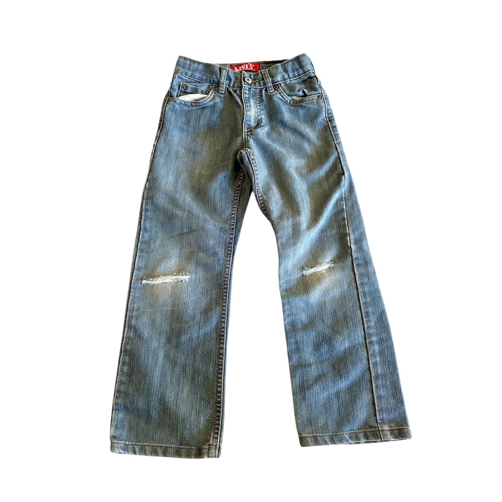 Kids Levi's 514 Jeans Light‎ Wash Distressed Straight Leg Size 7